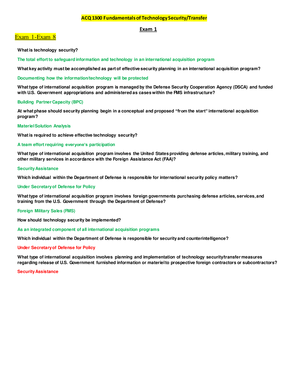 Preview image for ACQ 1300 Fundamentals of Technology Security Transfer Test/ ACQ 1300 Fundamentals of Technology Security/Transfer Exam Bank_ 2022 update